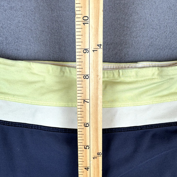 Lululemon Leggings Womens 6 Chase Me Crop II Black Yellow Capri Mesh Pockets - Picture 5 of 10
